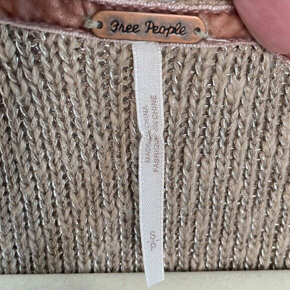 Free People Metallic Knit V-Neck Tunic With Velvet Bell Sleeves, S - Picture 7 of 10